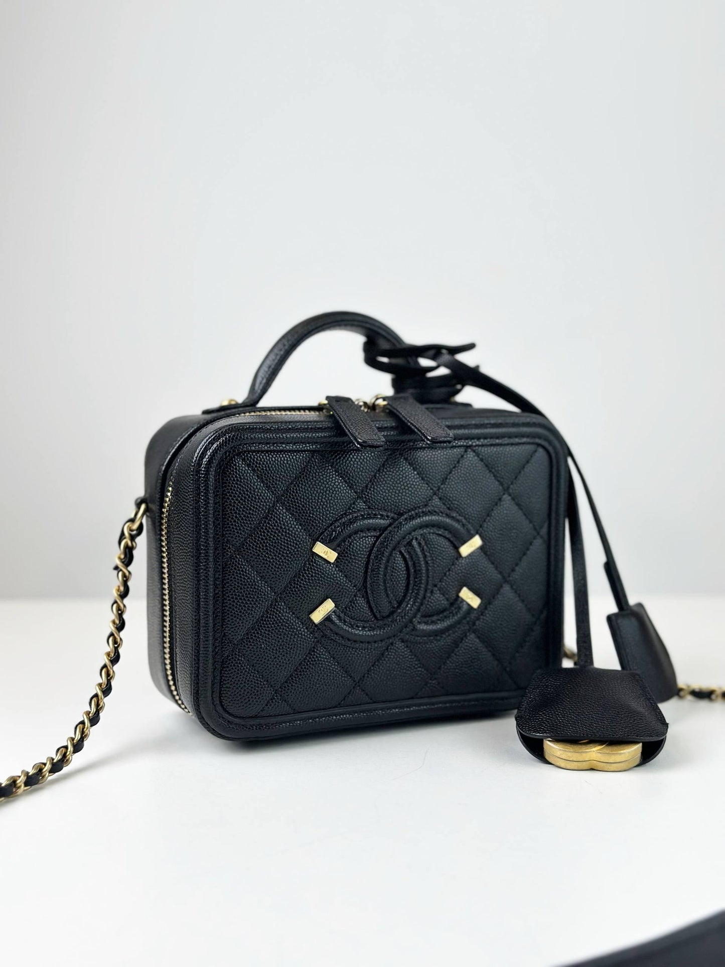 CHANEL CC FILIGREE BLACK CAVIAR VANITY CROSSBODY BAG