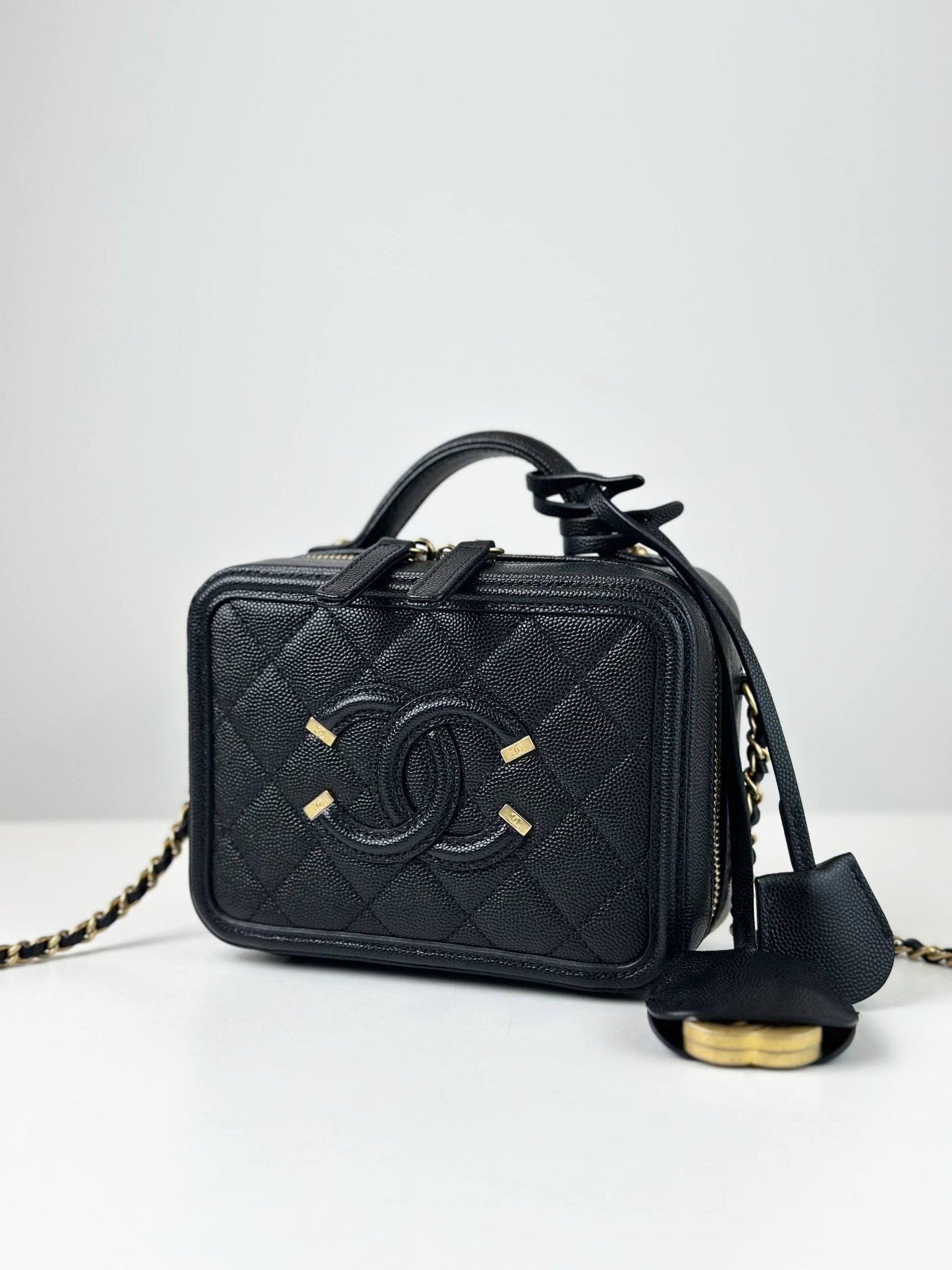 CHANEL CC FILIGREE BLACK CAVIAR VANITY CROSSBODY BAG