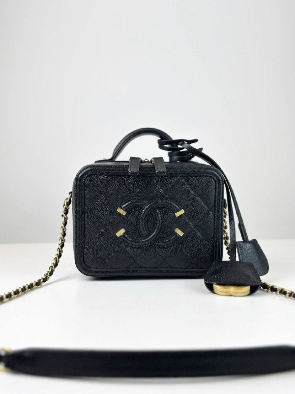 CHANEL CC FILIGREE BLACK CAVIAR VANITY CROSSBODY BAG