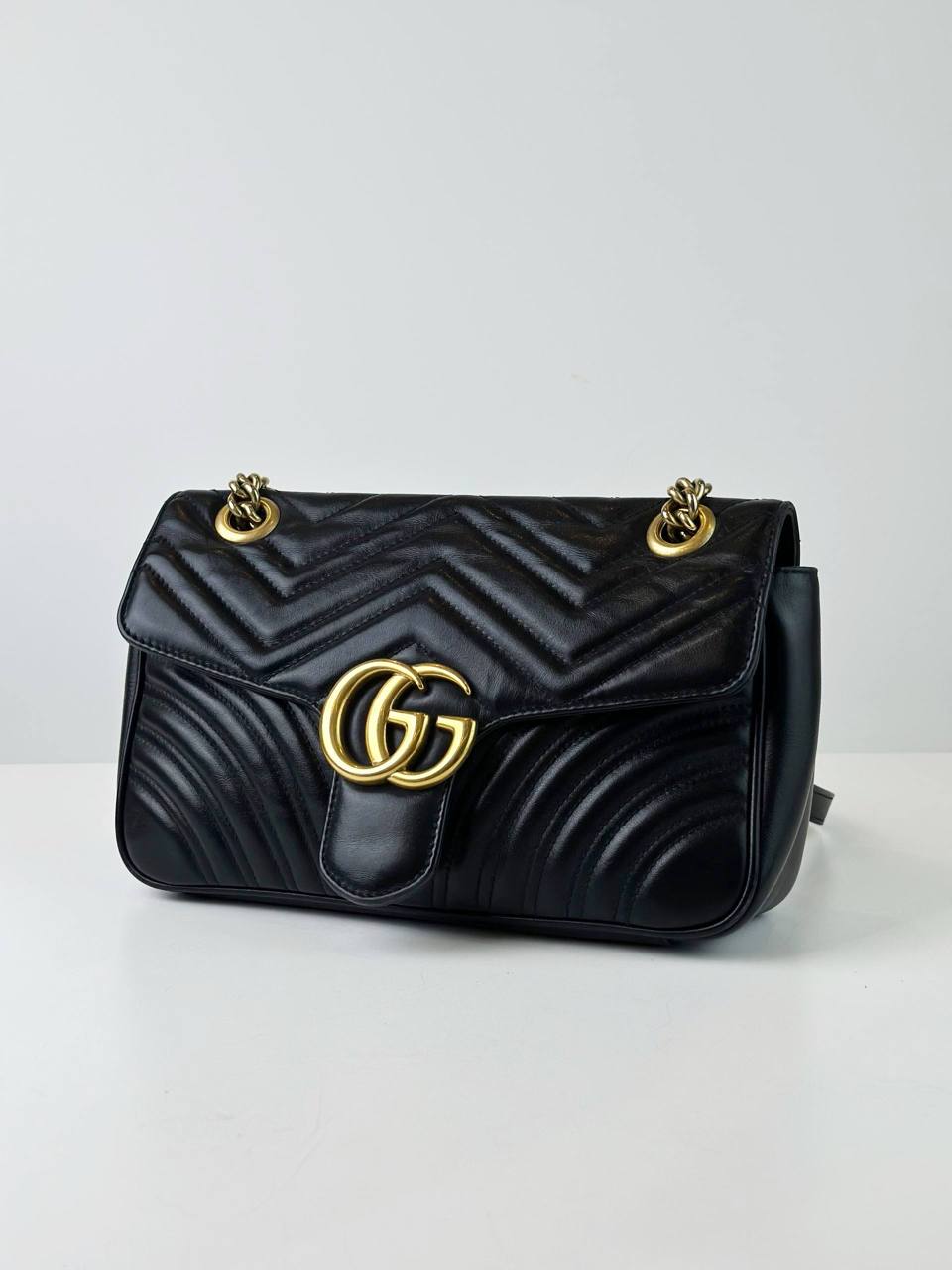 GUCCI GG MARMONT BLACK SMALL SHOULDER BAG GHW