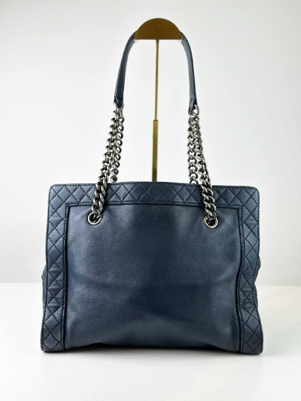 CHANEL BOY REVERSO NAVY BLUE MEDIUM TOTE BAG