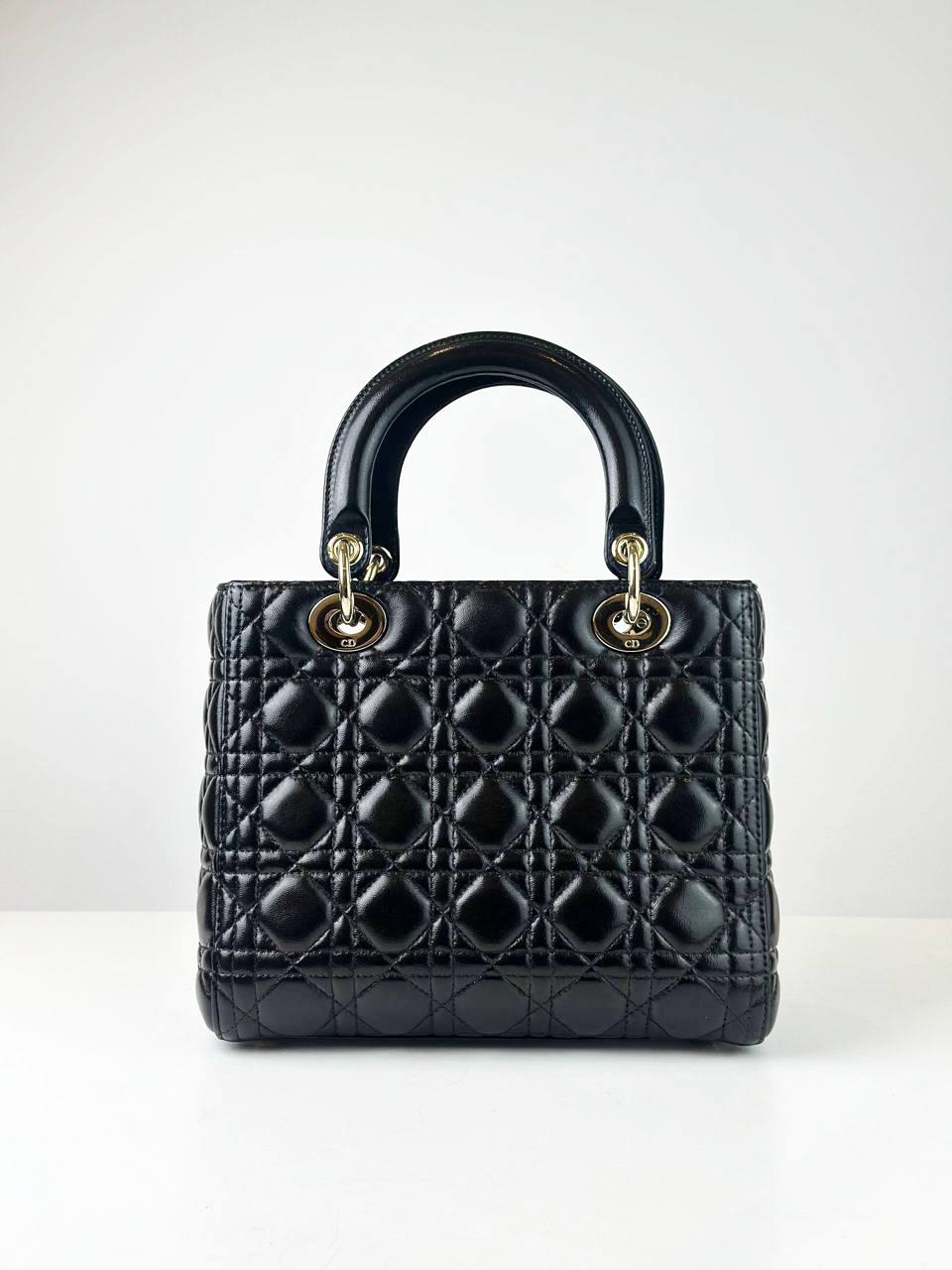 DIOR LADY DIOR BLACK MEDIUM CANNAGE HANDBAG GHW