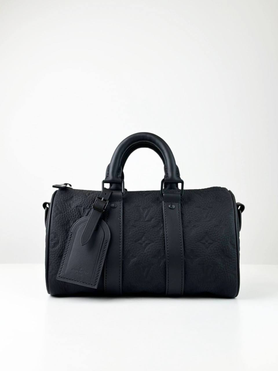 LOUIS VUITTON KEEPALL 25 BANDOULIERE TAURILLON LEATHER BLACK CROSSBODY BAG