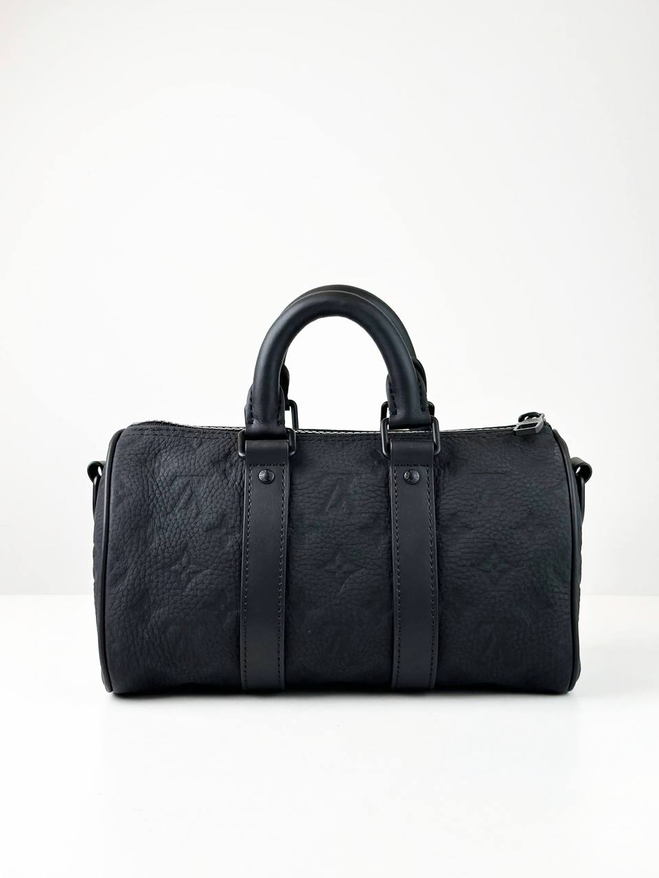 LOUIS VUITTON KEEPALL 25 BANDOULIERE TAURILLON LEATHER BLACK CROSSBODY BAG