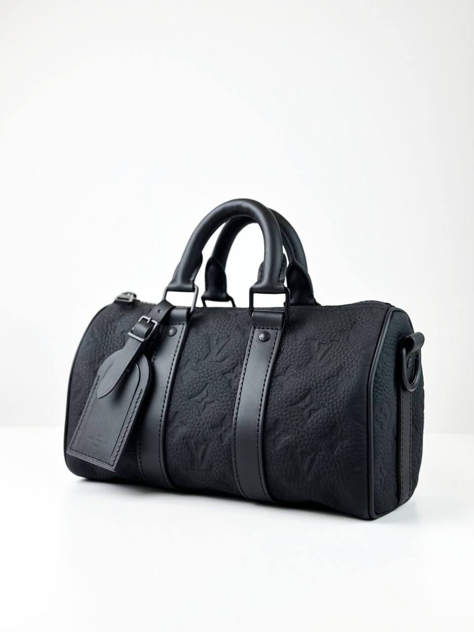 LOUIS VUITTON KEEPALL 25 BANDOULIERE TAURILLON LEATHER BLACK CROSSBODY BAG