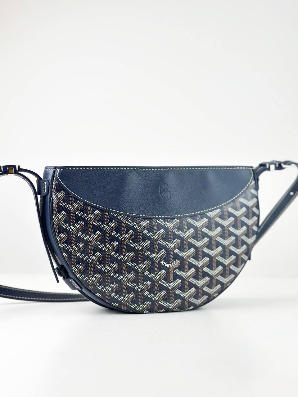 GOYARD BLEU CHEVRON PRINT HIRONDELLE PM CROSSBODY BAG