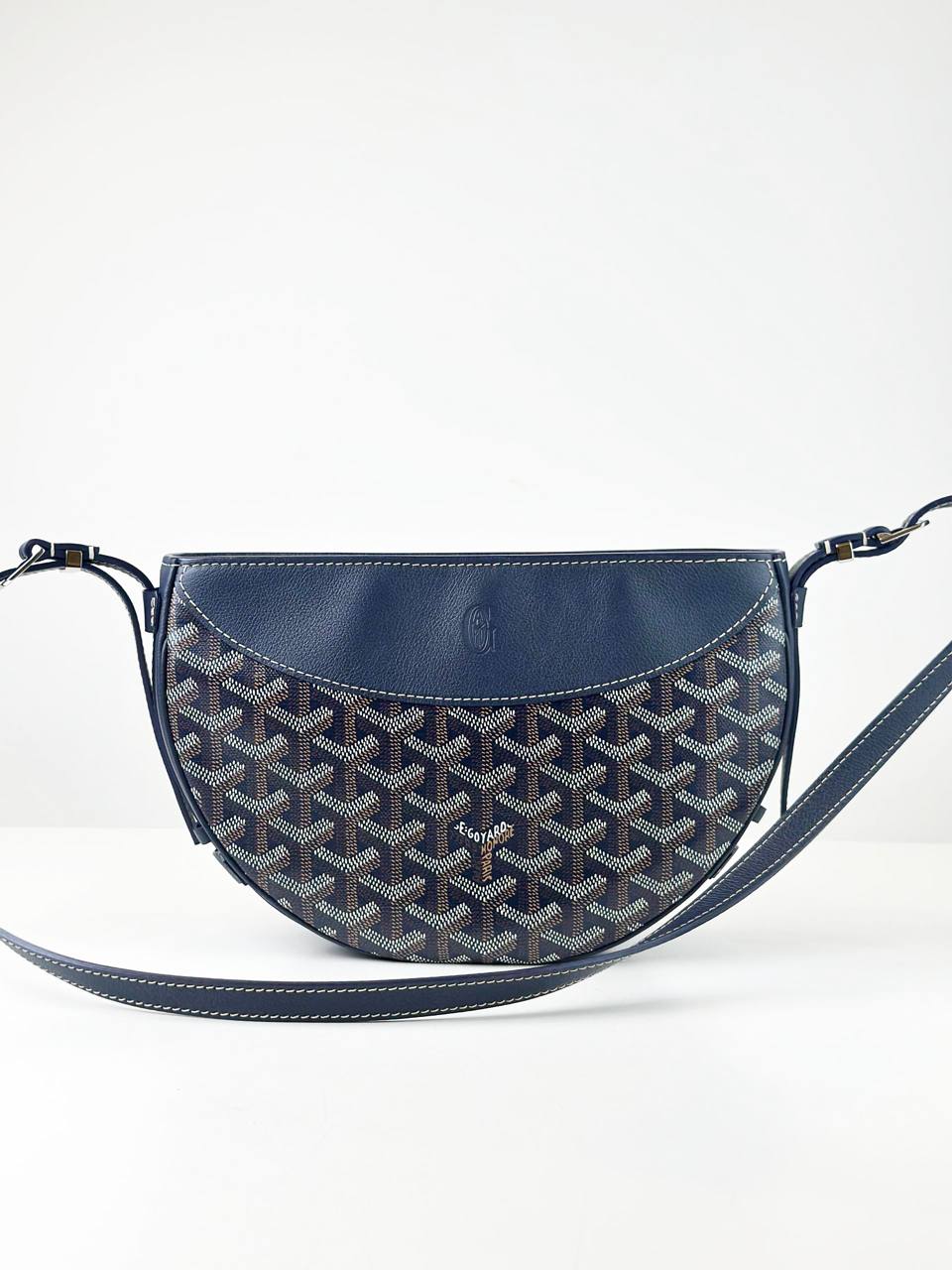 GOYARD BLEU CHEVRON PRINT HIRONDELLE PM CROSSBODY BAG