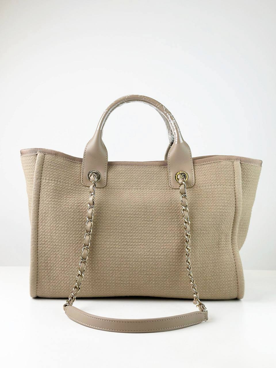 CHANEL DEAUVILLE BEIGE TOTE BAG WITH STRAP