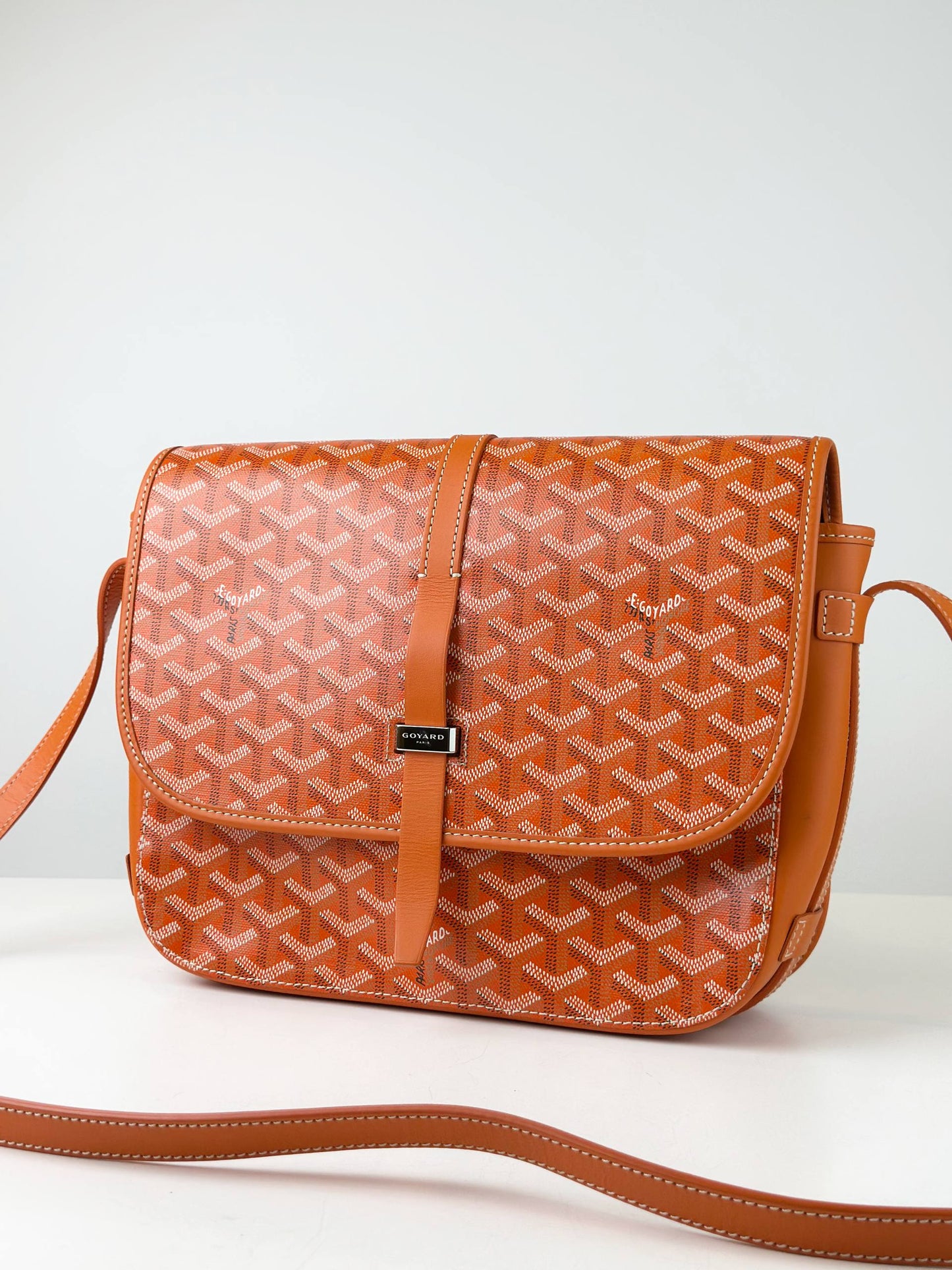 GOYARD ORANGE CHEVRON PRINT BELVEDERE II MM CROSSBODY BAG