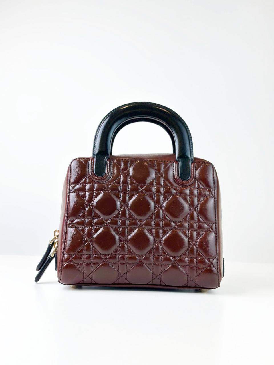 DIOR LILY BURGUNDY CANNAGE LEATHER HANDBAG WITH STRAP