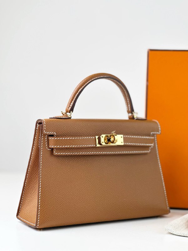 HERMES MINI KELLY GOLD EPSOM LEATHER HANDBAG GHW