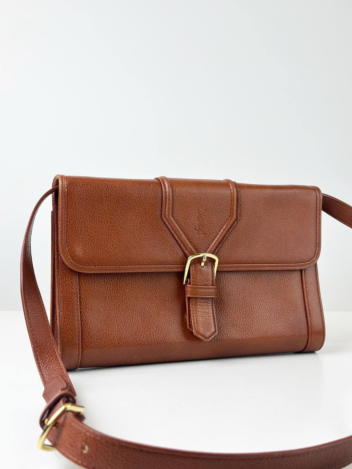 YSL VINTAGE BROWN CROSSBODY BAG