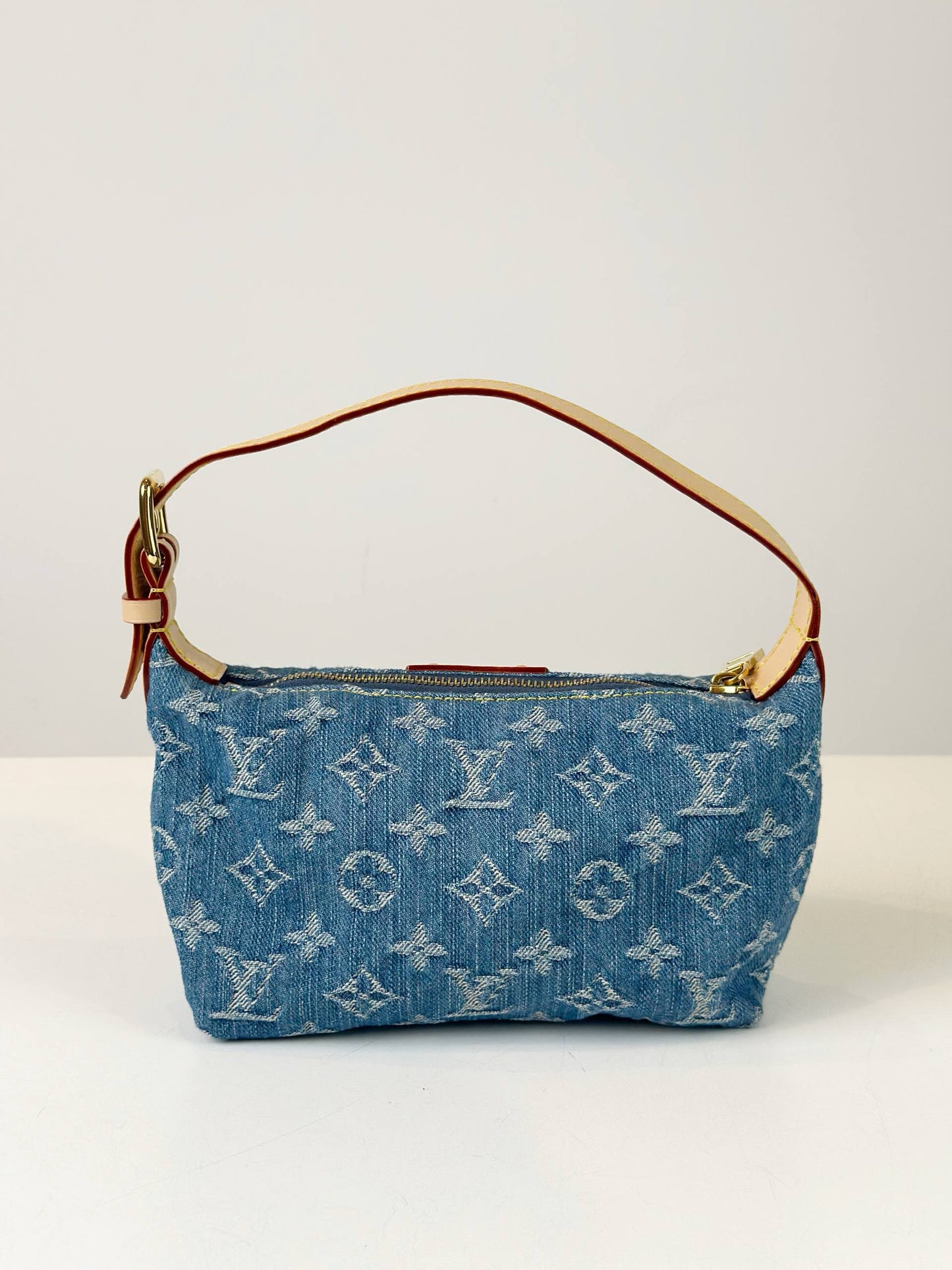 LOUIS VUITTON MONOGRAM REMIX POCHETTE HILLS DENIM SHOULDER BAG
