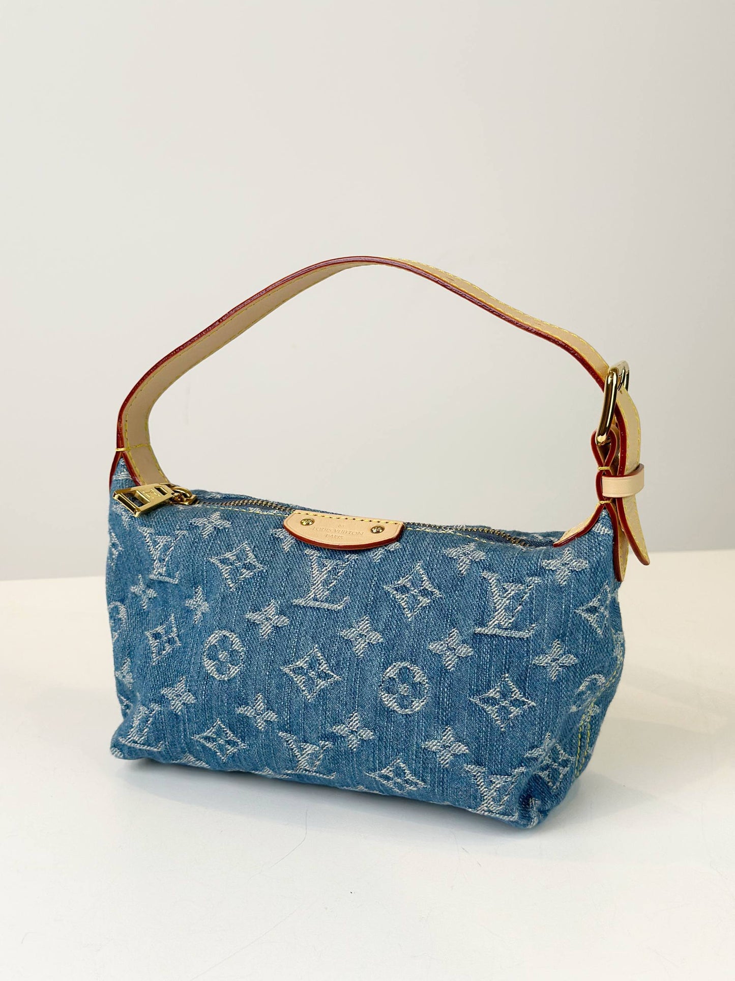 LOUIS VUITTON MONOGRAM REMIX POCHETTE HILLS DENIM SHOULDER BAG