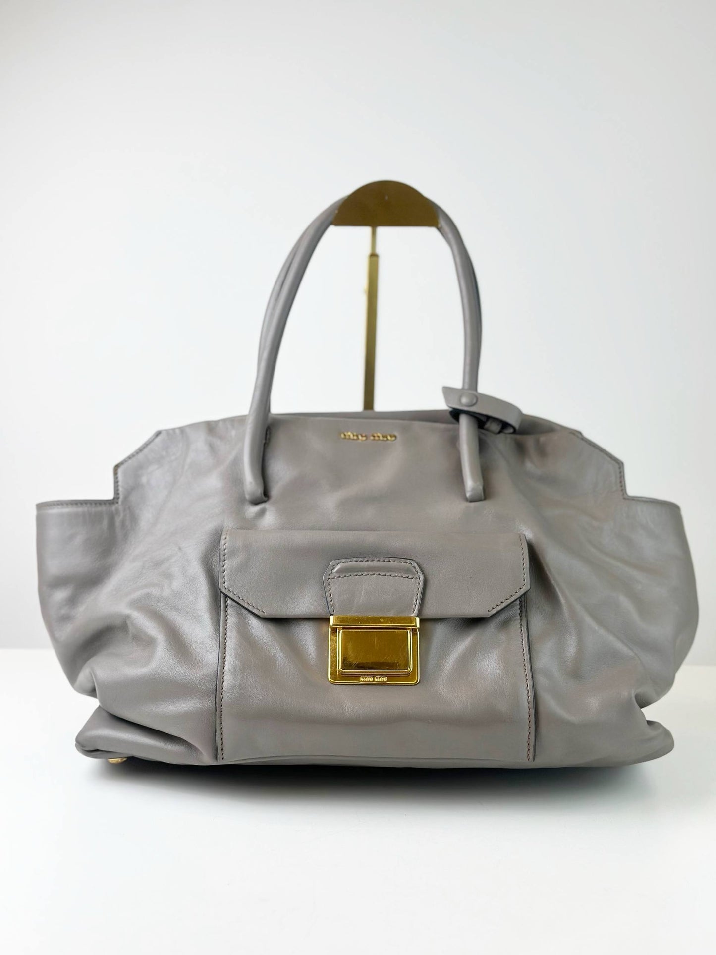 MIU MIU VITELLO GREY HANDBAG WITH STRAP