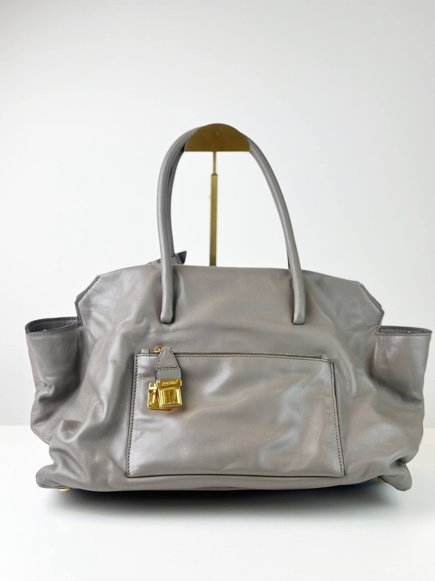 MIU MIU VITELLO GREY HANDBAG WITH STRAP