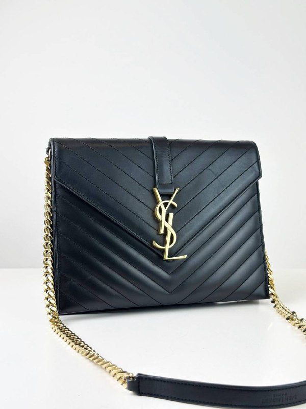 YSL ENVELOPE BLACK CHAIN SHOULDER BAG