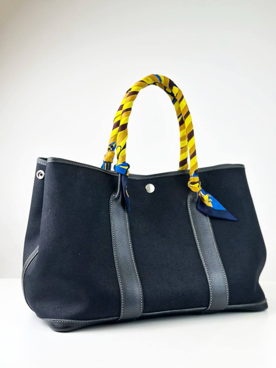 HERMES GARDEN PARTY 36 TOILE BLACK HANDBAG