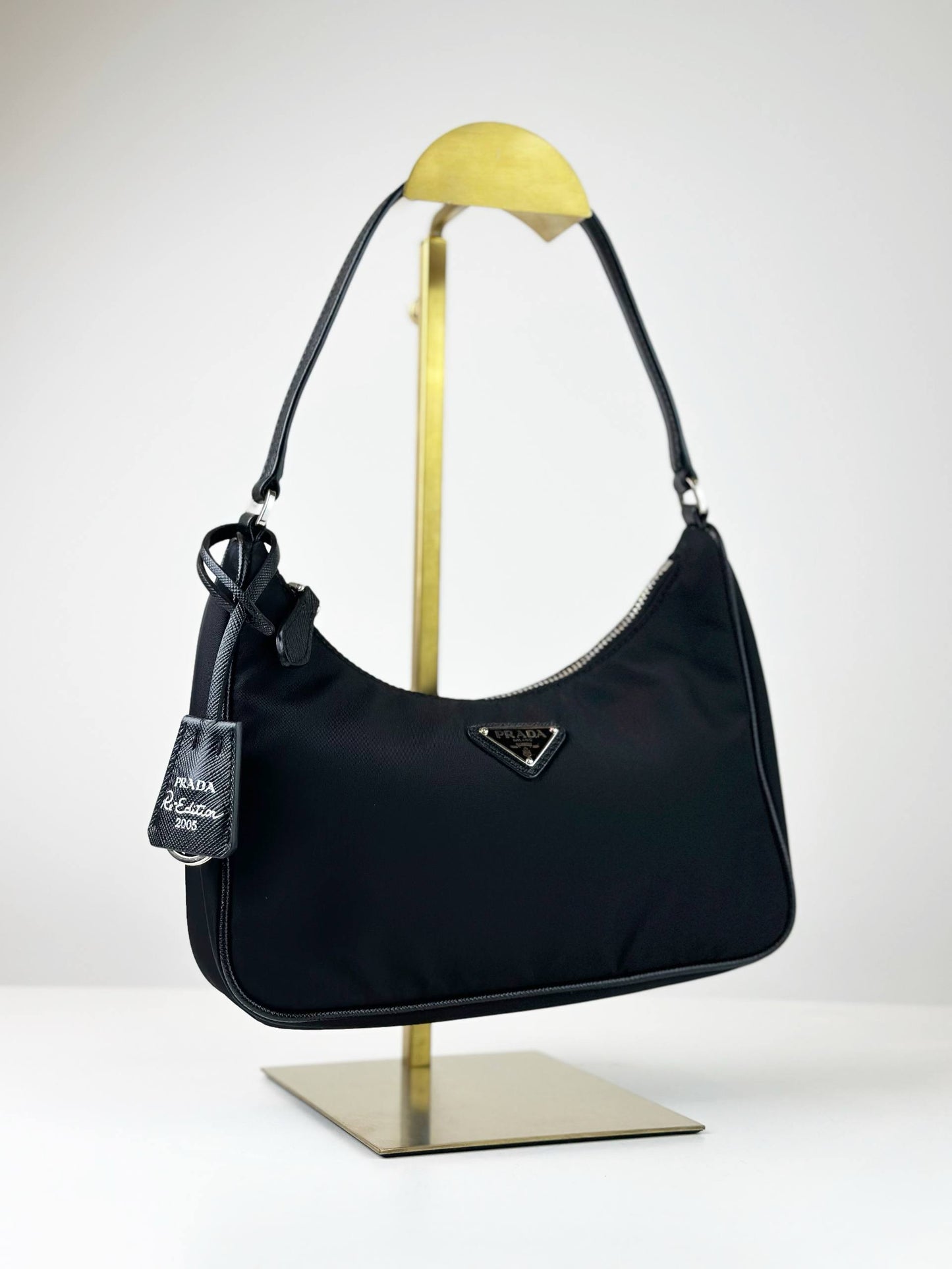 PRADA NYLON RE-EDITION 2005 BLACK HOBO SHOULDER BAG
