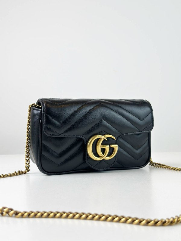 GUCCI GG MARMONT SUPER MINI BLACK CROSSBODY BAG