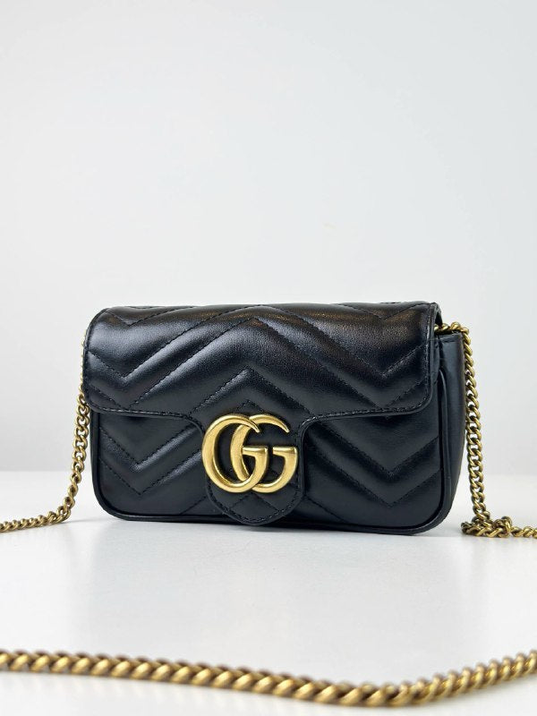 GUCCI GG MARMONT SUPER MINI BLACK CROSSBODY BAG