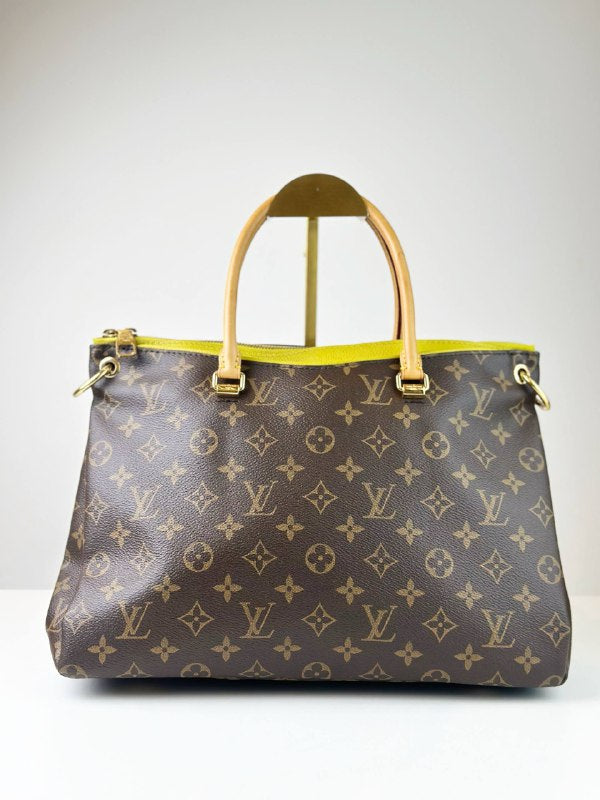 LOUIS VUITTON PALLAS MONOGRAM YELLOW MM HANDBAG WITH STRAP