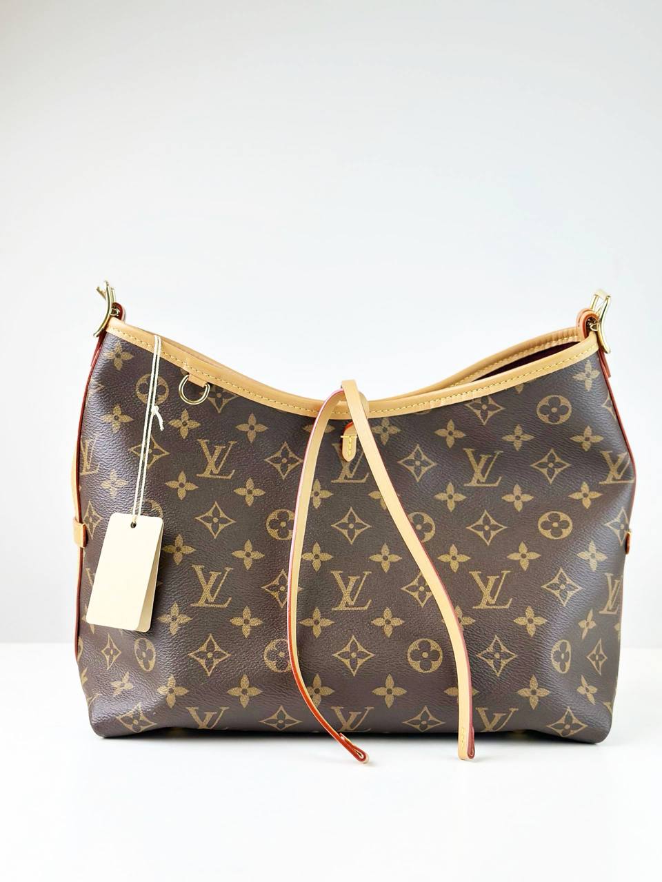 LOUIS VUITTON MONOGRAM CARRYALL PM SHOULDER BAG WITH POUCH FULL SET