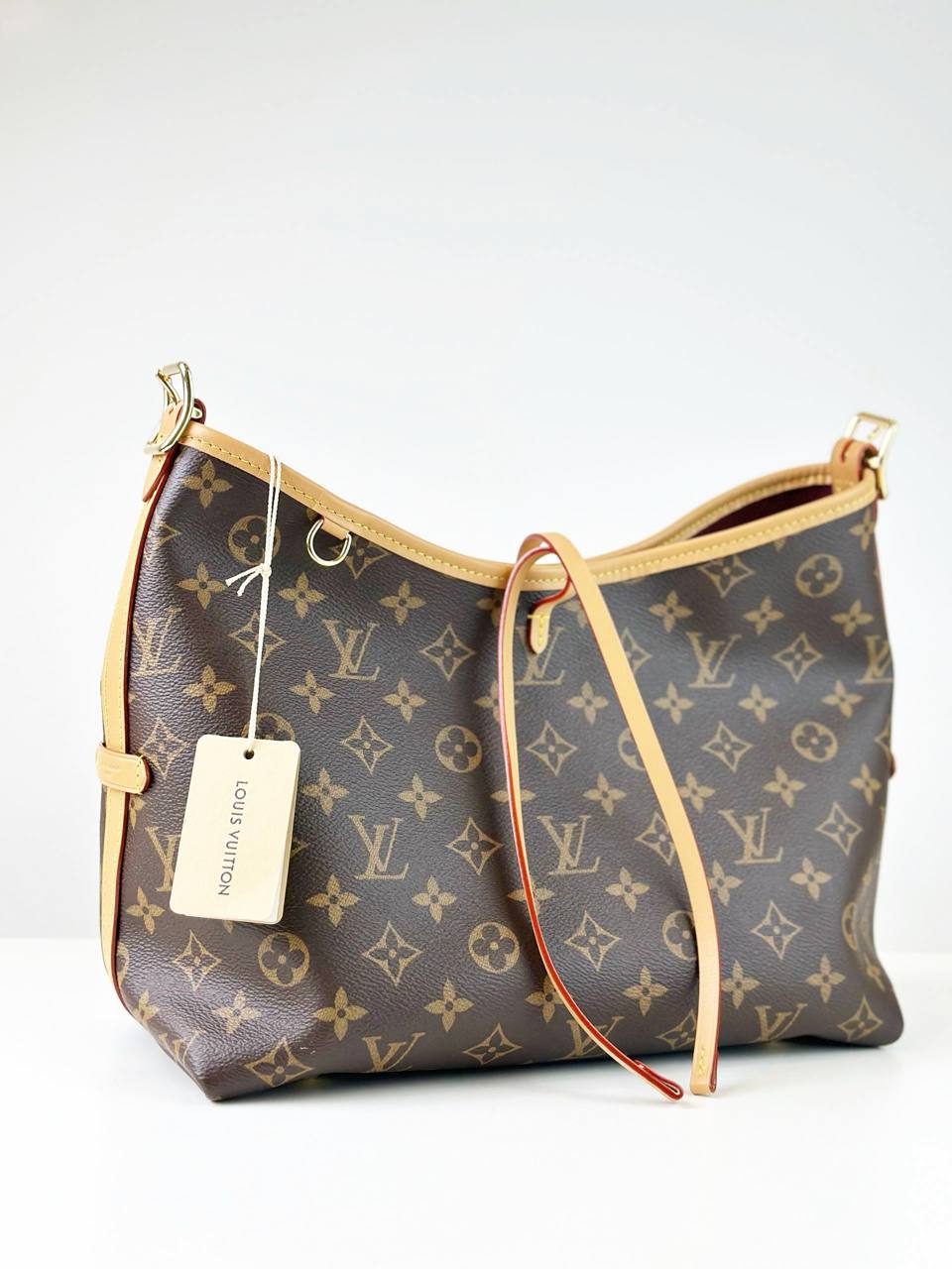 LOUIS VUITTON MONOGRAM CARRYALL PM SHOULDER BAG WITH POUCH FULL SET