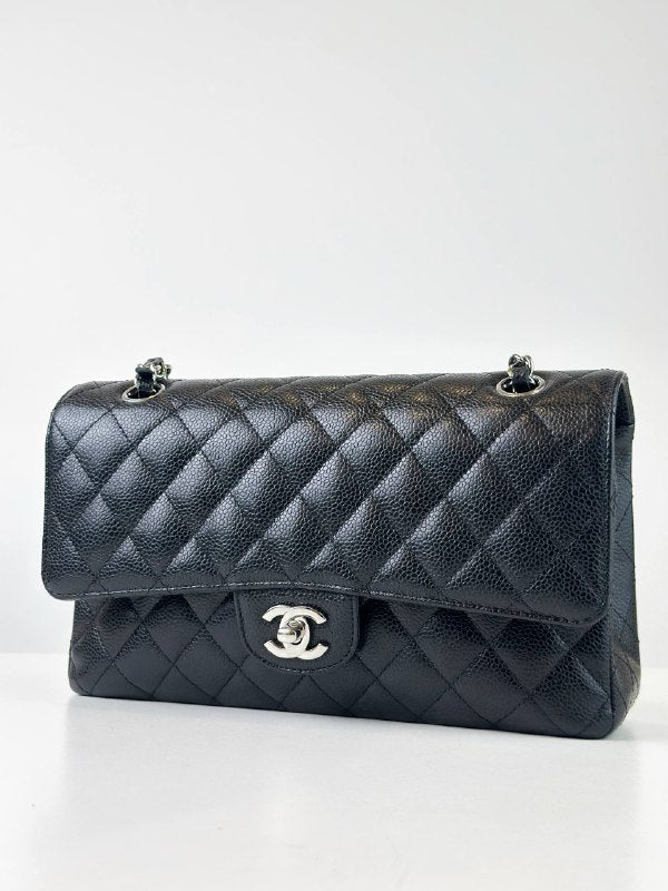 CHANEL CLASSIC FLAP CAVIAR BLACK MEDIUM SHOULDER BAG SHW