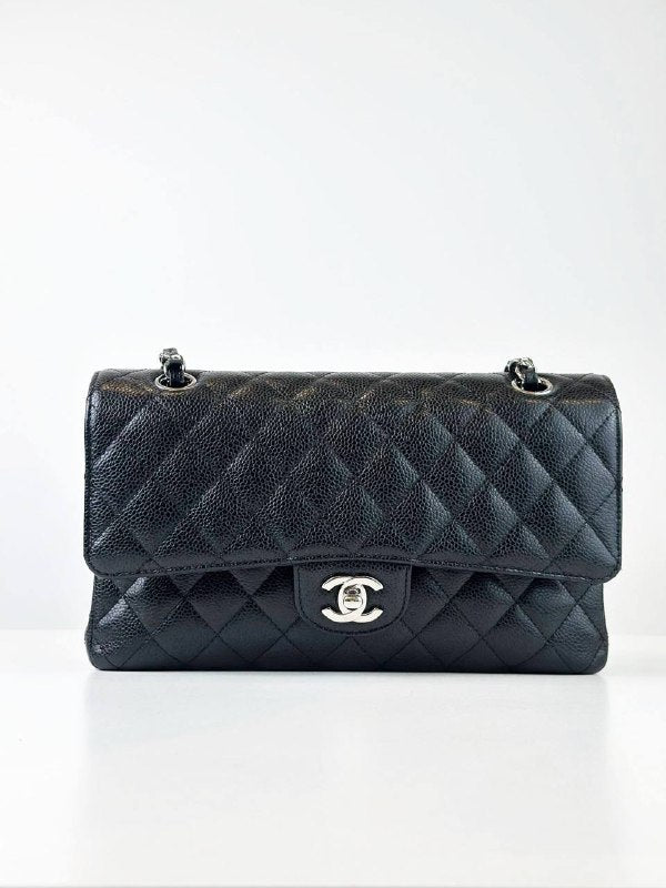 CHANEL CLASSIC FLAP CAVIAR BLACK MEDIUM SHOULDER BAG SHW