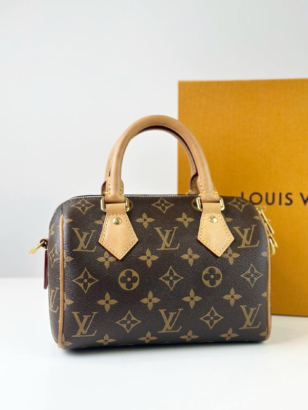 LOUIS VUITTON SPEEDY BANDOULIERE 20 MONOGRAM TOP HANDLE BAG WITH STRAP