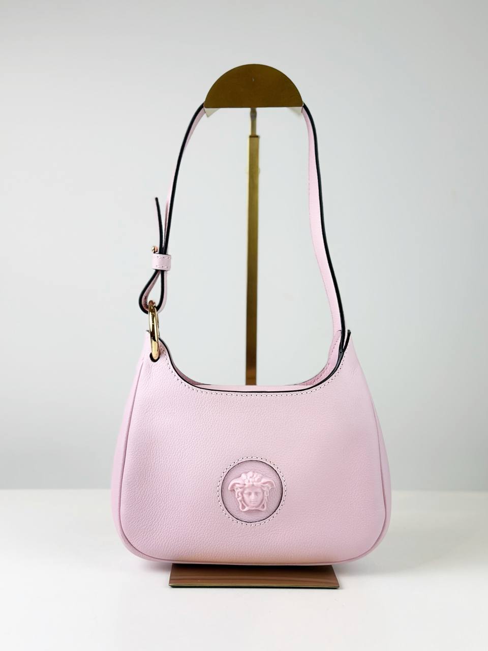 VERSACE MEDUSA SMALL PINK HOBO SHOULDER BAG WITH STRAP