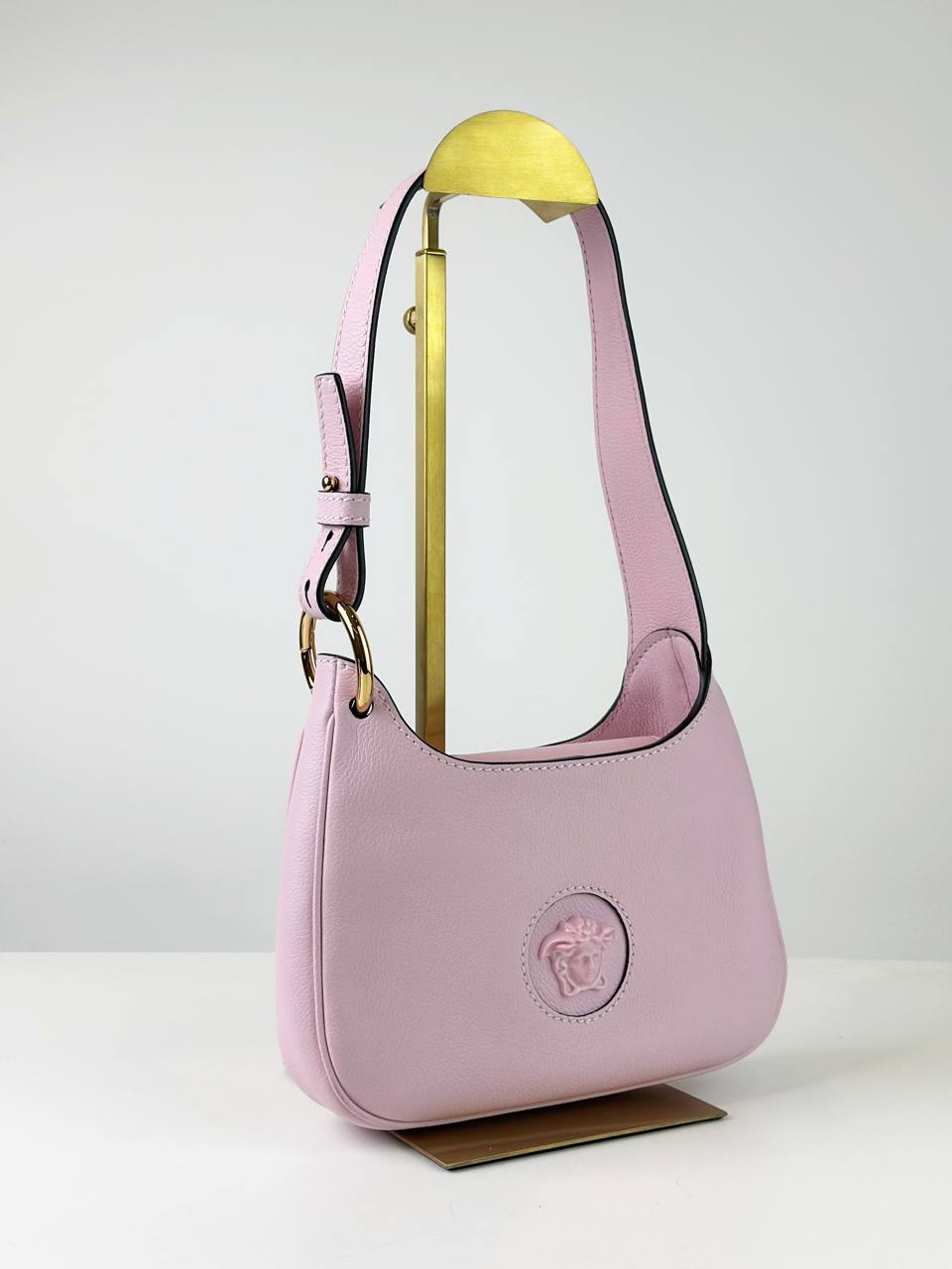 VERSACE MEDUSA SMALL PINK HOBO SHOULDER BAG WITH STRAP
