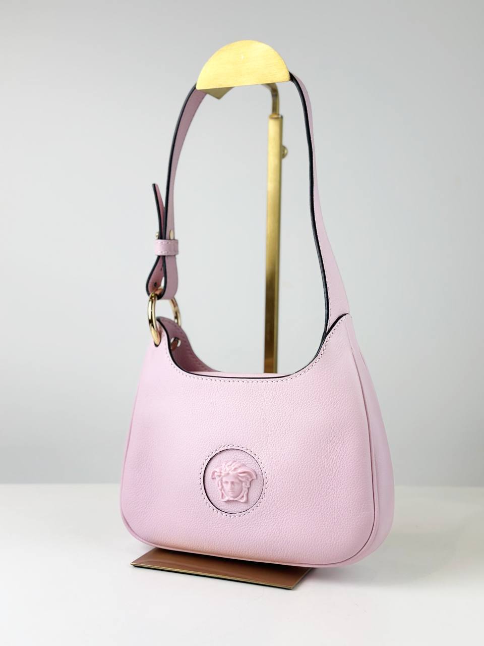 VERSACE MEDUSA SMALL PINK HOBO SHOULDER BAG WITH STRAP