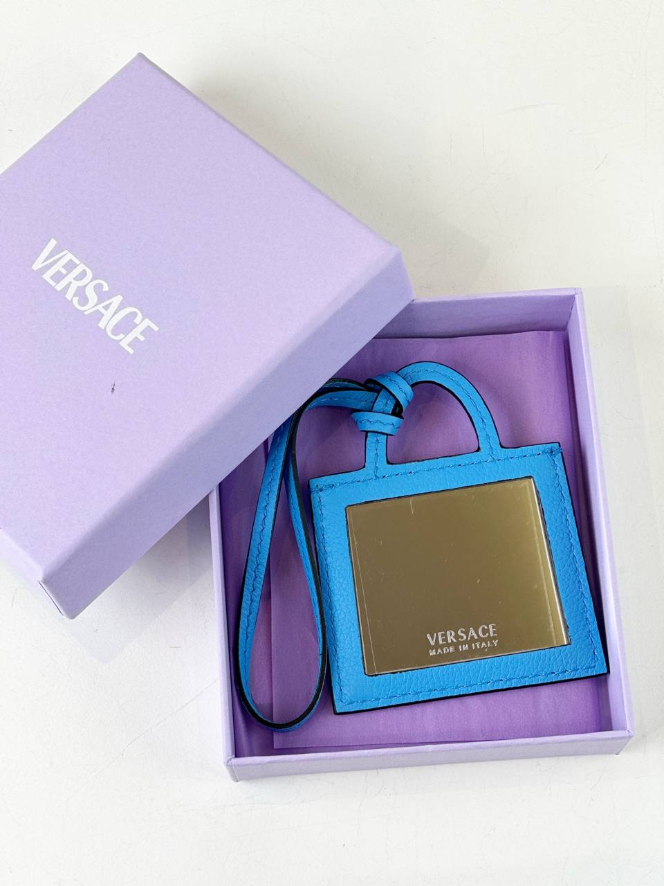VERSACE MEDUSA BLUE BAG CHARM MIRROR
