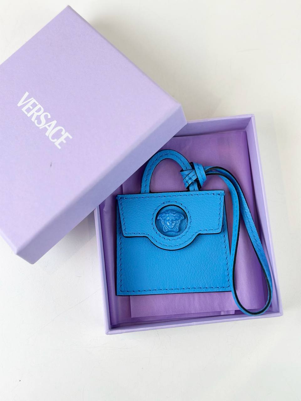 VERSACE MEDUSA BLUE BAG CHARM MIRROR