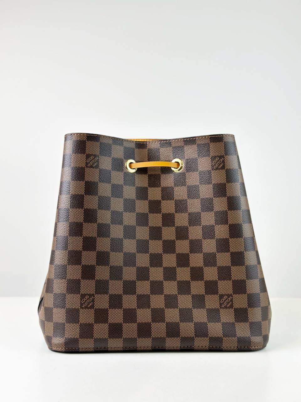 LOUIS VUITTON NEONOE MM DAMIER EBENE YELLOW BUCKET BAG