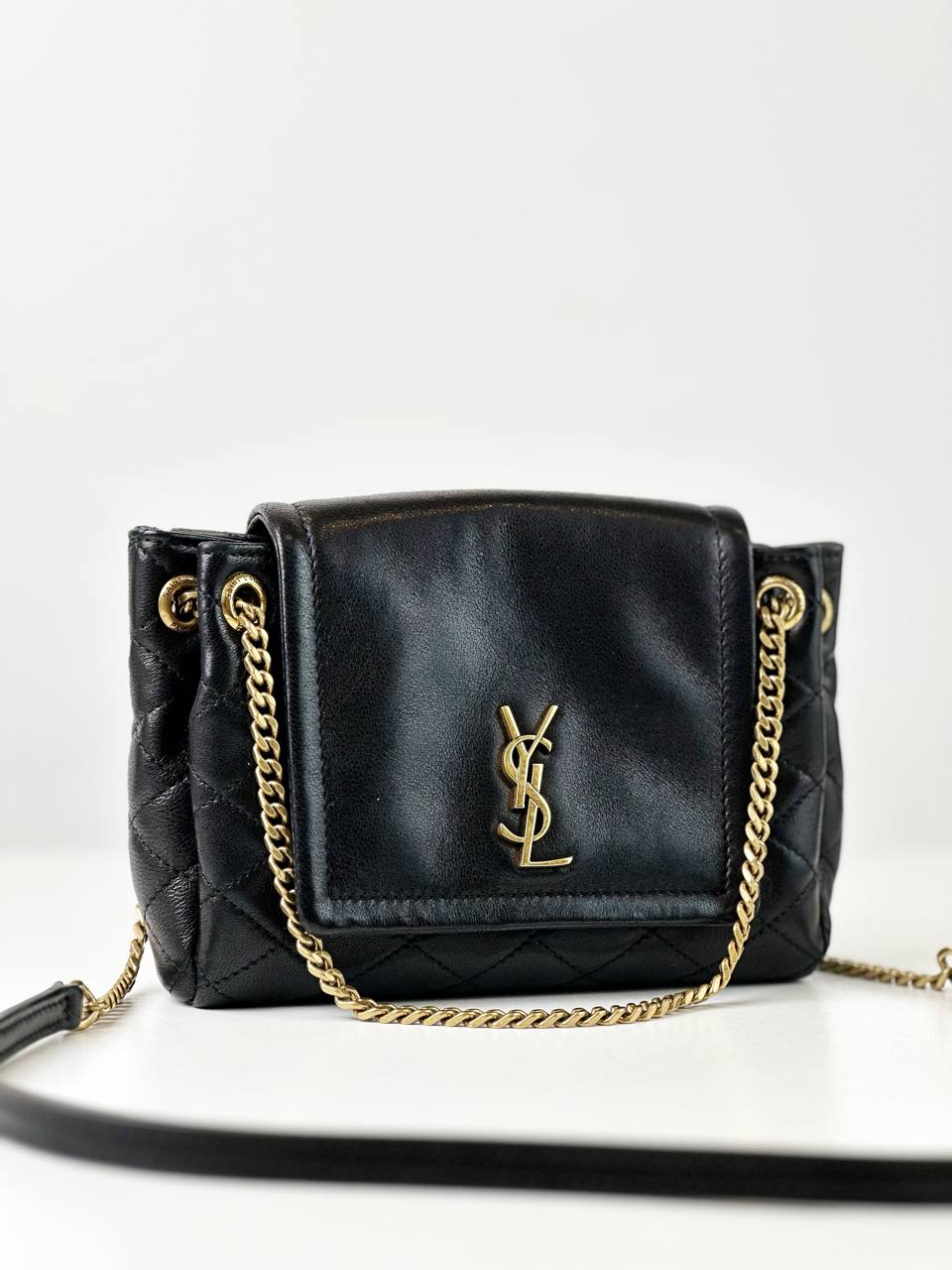 YSL MINI NOLITA BLACK CROSSBODY BAG GHW