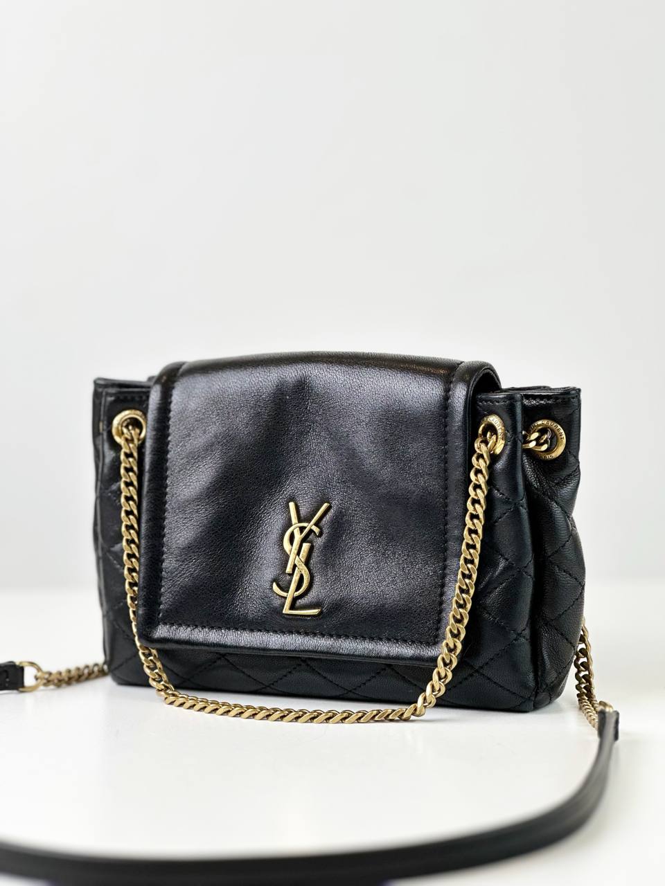 YSL MINI NOLITA BLACK CROSSBODY BAG GHW
