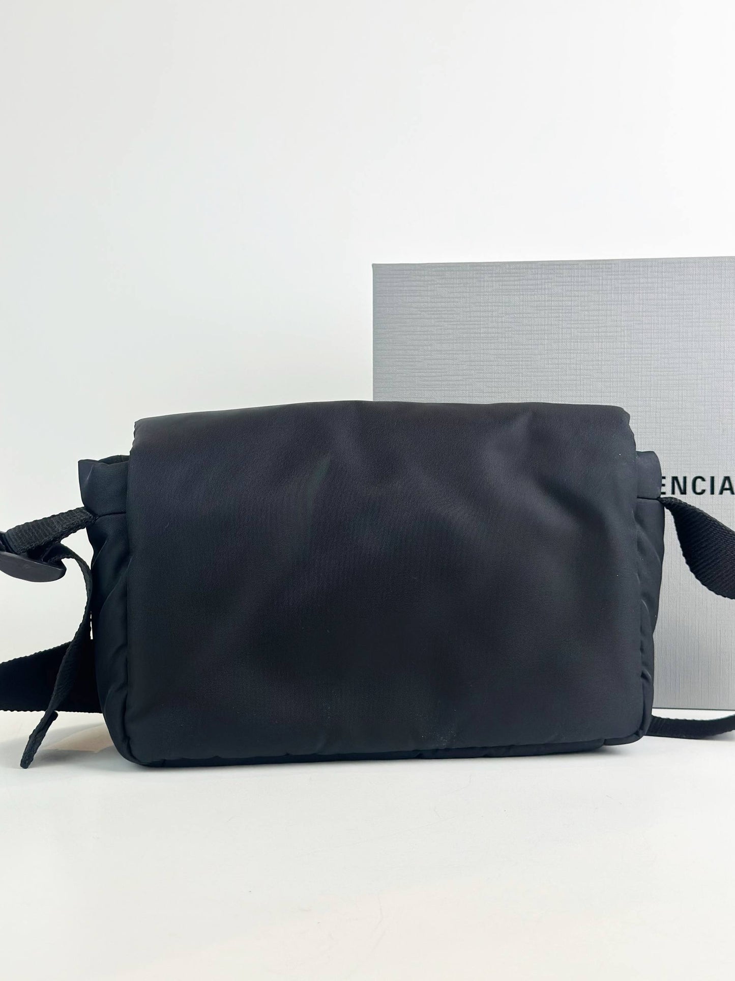 BALENCIAGA NYLON MONACO BLACK CROSSBODY BAG