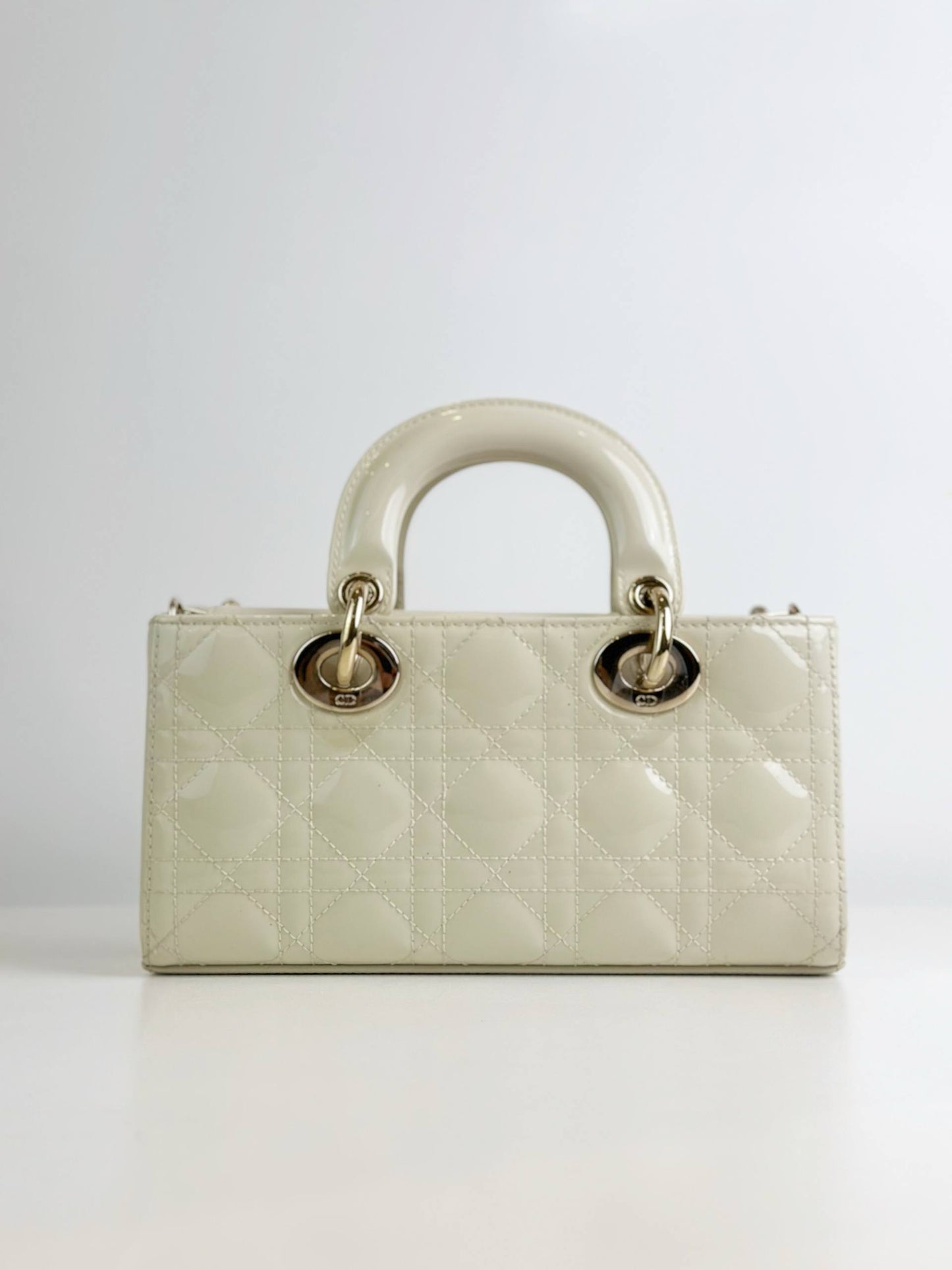 DIOR D-JOY CREAM SMALL PATENT LEATHER BAG