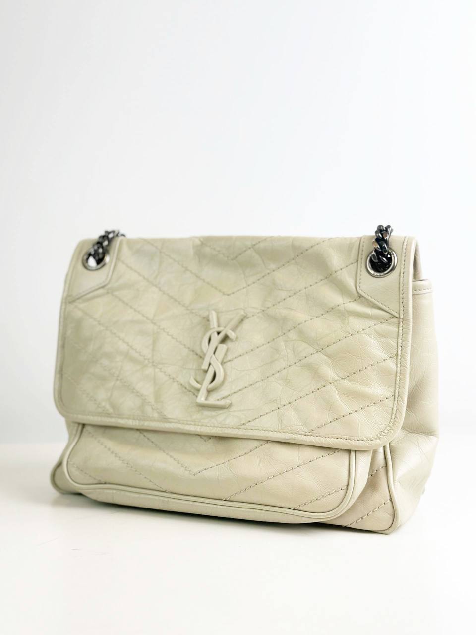 YSL NIKI CREAM MEDIUM CHAIN SHOULDER BAG