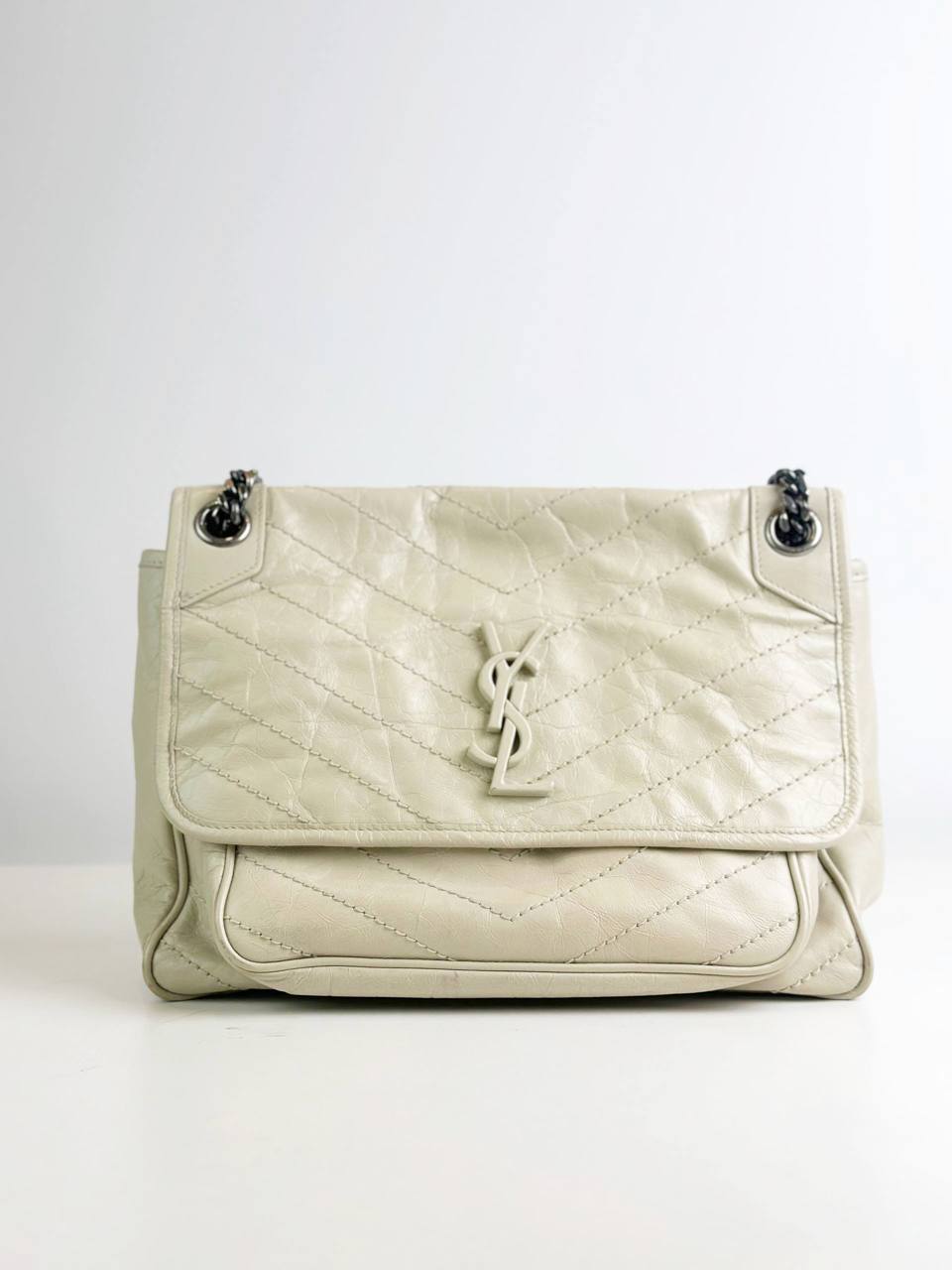 YSL NIKI CREAM MEDIUM CHAIN SHOULDER BAG