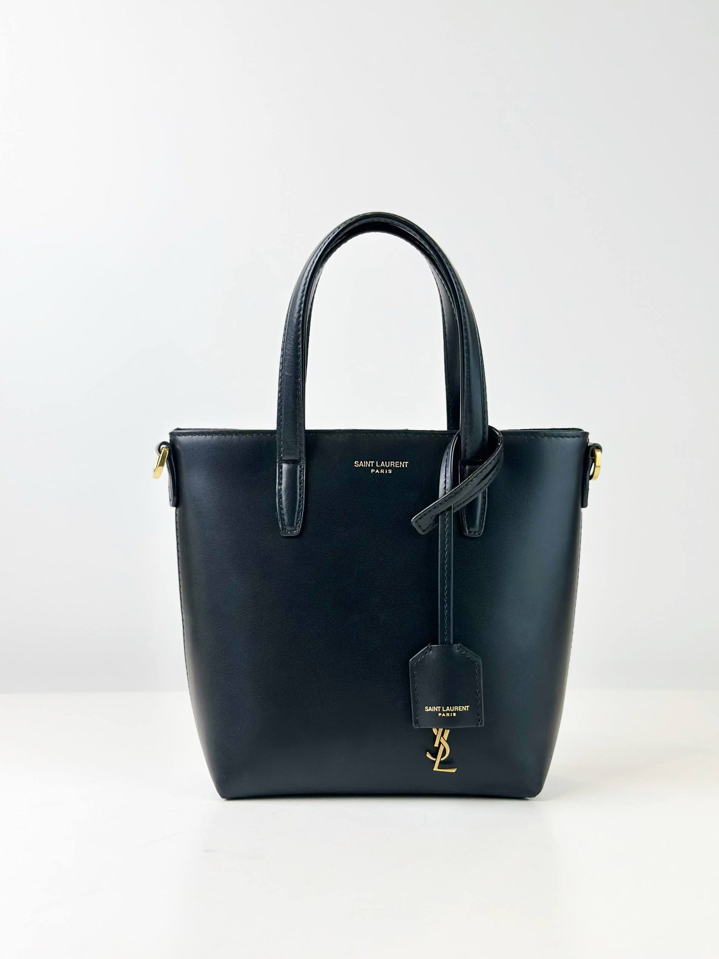 YSL BLACK SHOPPING TOY TOTE BAG WITH STRAP