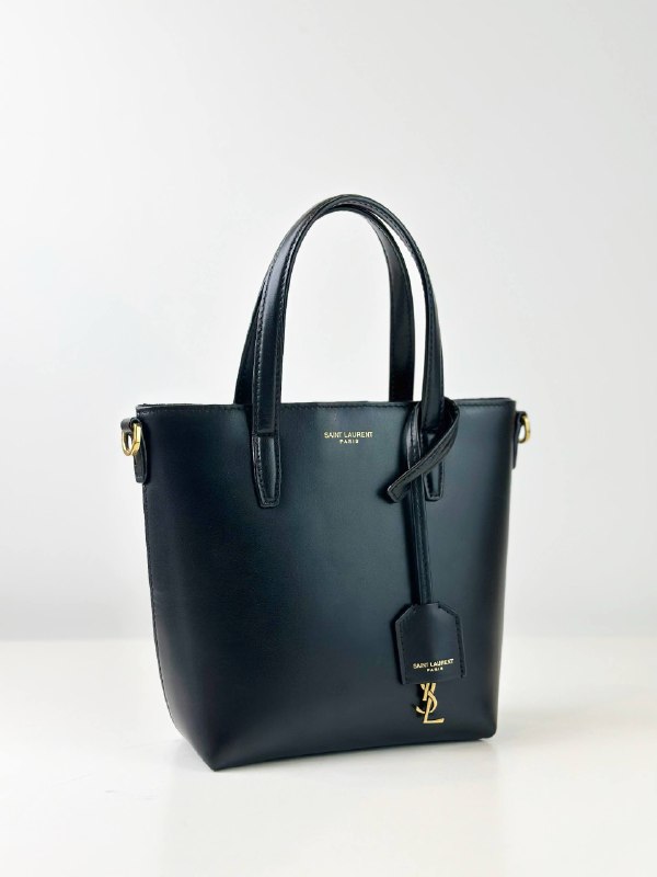 YSL BLACK SHOPPING TOY TOTE BAG WITH STRAP