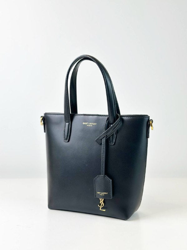 YSL BLACK SHOPPING TOY TOTE BAG WITH STRAP