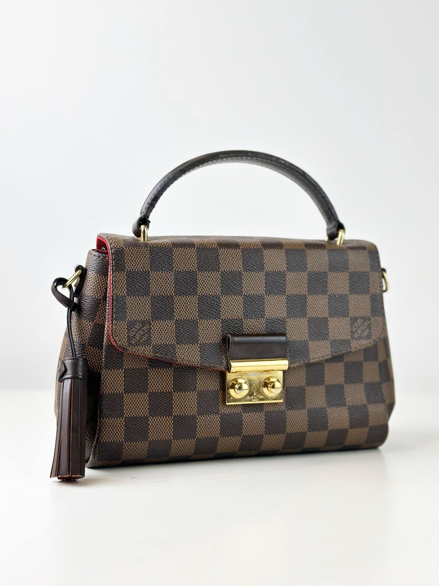 LOUIS VUITTON DAMIER EBENE CROISETTE PM HANDBAG WITH STRAP