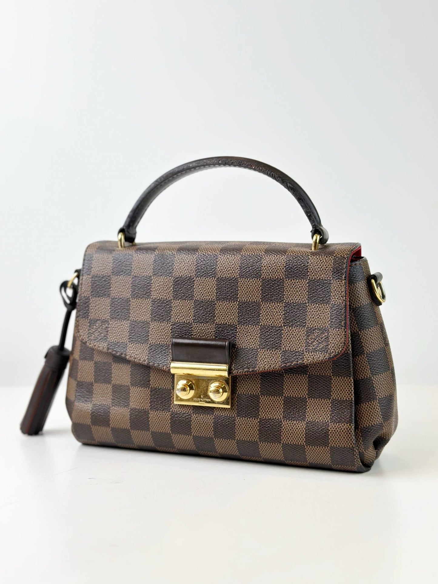 LOUIS VUITTON DAMIER EBENE CROISETTE PM HANDBAG WITH STRAP