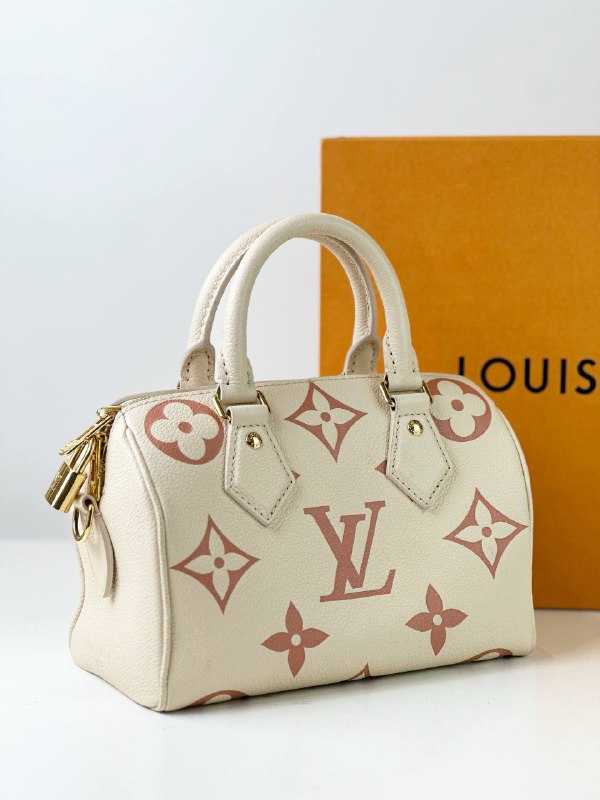 LOUIS VUITTON SPEEDY BANDOULIERE 20 BICOLOR MONOGRAM TOP HANDLE BAG WITH STRAP