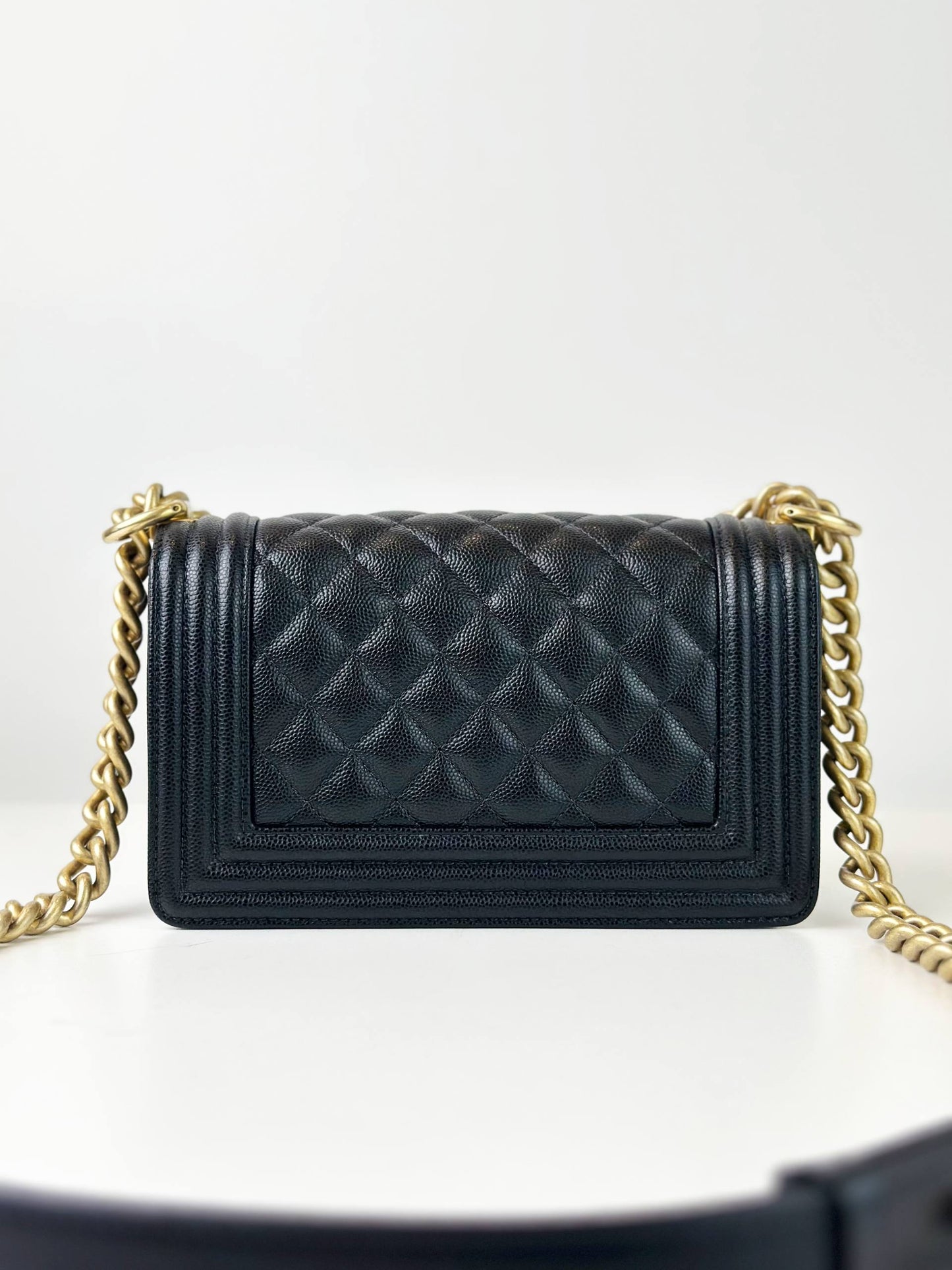 CHANEL LE BOY CAVIAR SMALL FLAP BLACK SHOULDER BAG GHW